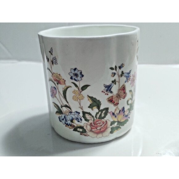 Aynsley Vintage Bone China Cottage Garden - Lidded Jam Pot Butterfly Handle 5" - Picture 7 of 14